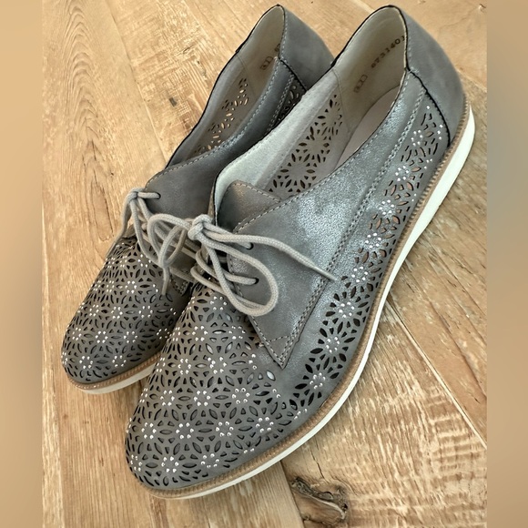 Remonte Women's Kennya Lasser Cut Gray Silver Lace Up Oxford size 41 - Picture 5 of 12
